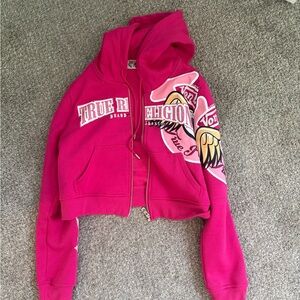 True Religion Pink Cropped Hoodie